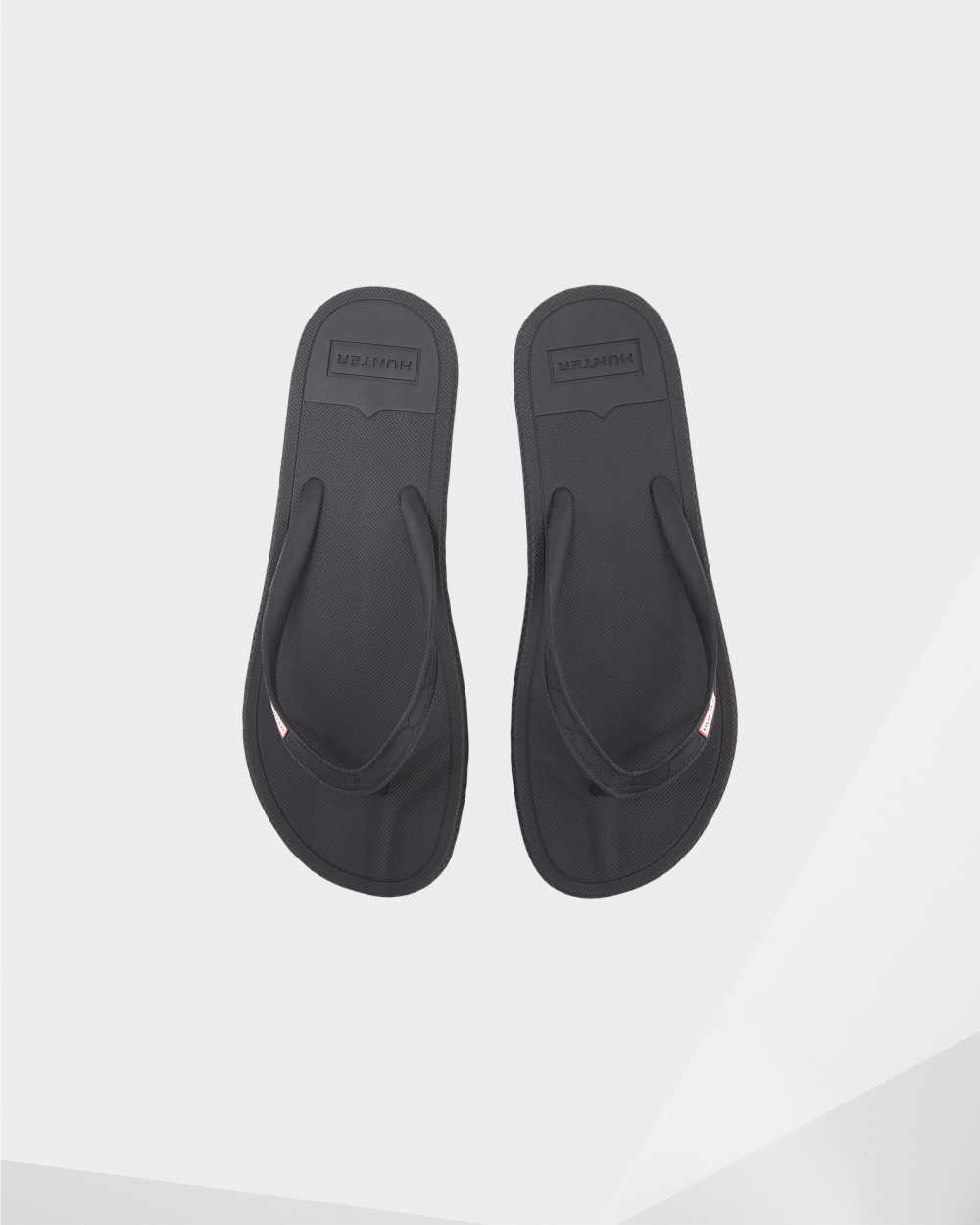 Mens Hunter Original Flip Flops Black | XGQALD-514